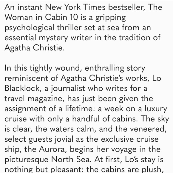 Ruth Ware book- The women in CABIN 10, also author of in the dark, dark wood. - Picture 7 of 8